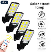 Outdoor Solar Street Light (6500 Lumens LED Lights), IP65 Rated Motion-Activated Durable Security Wall Lamp, 3 Modes Remote Control, Solar Setup Saves Time and Wiring, 2/4-Pack for Garden Decor