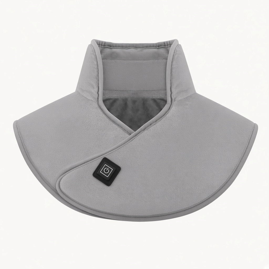 USB neck and shoulder heating pad — gray plush wrap packshot